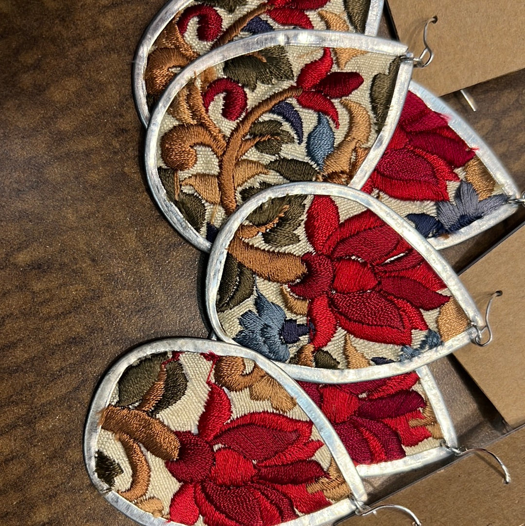 Embroidered Teardrop Earrings