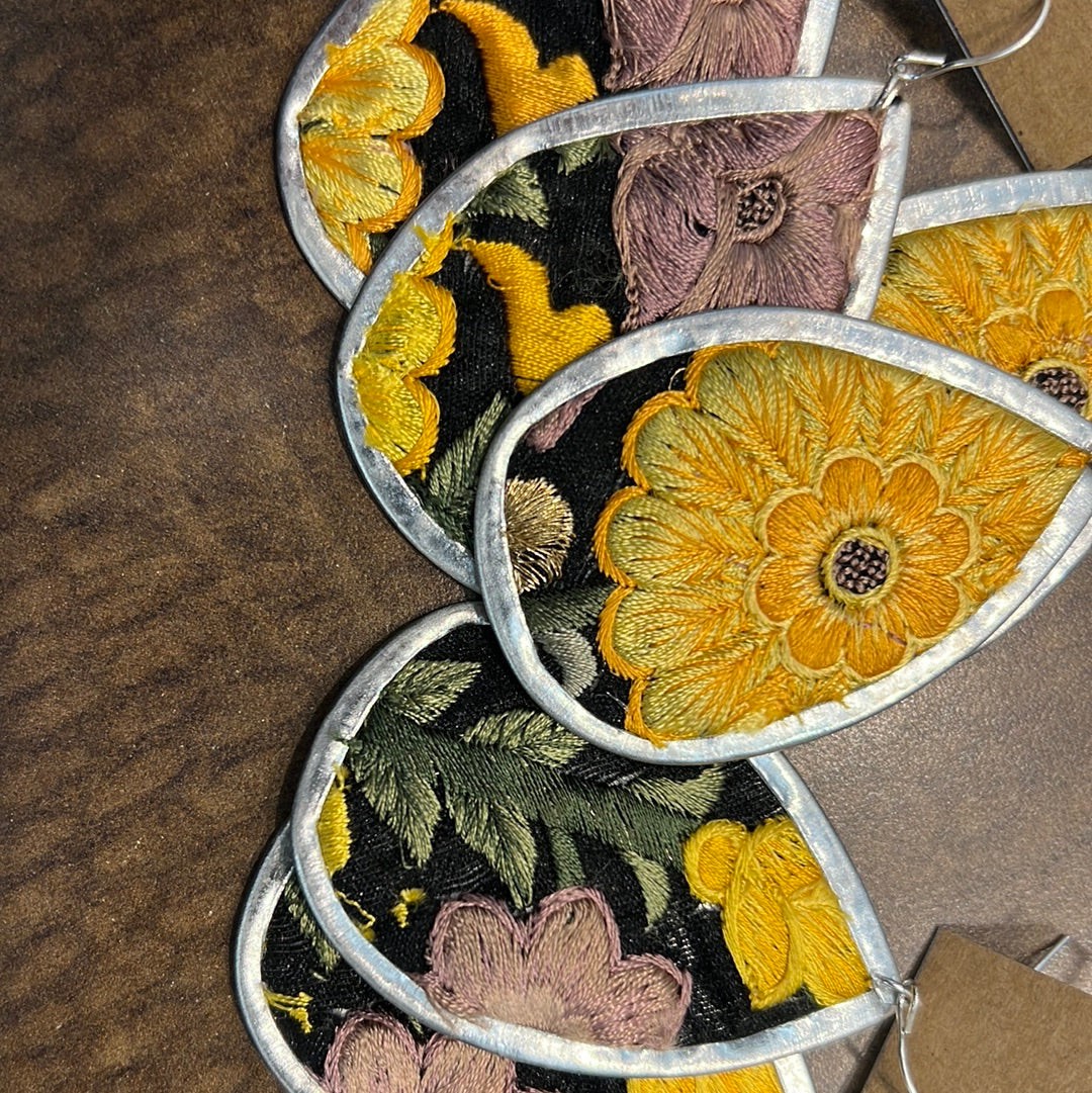 Embroidered Teardrop Earrings
