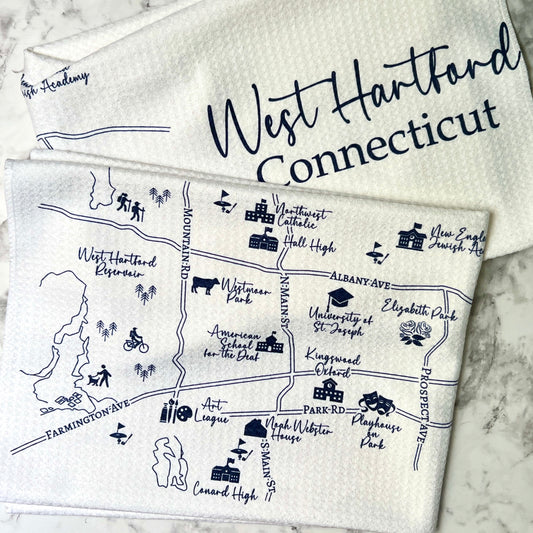 Hand Towel: West Hartford Map