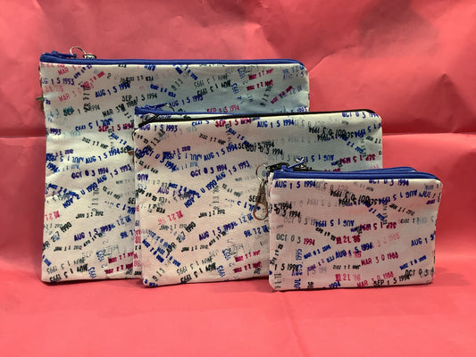 Zippered Pouch: Library Due Date Stamps
